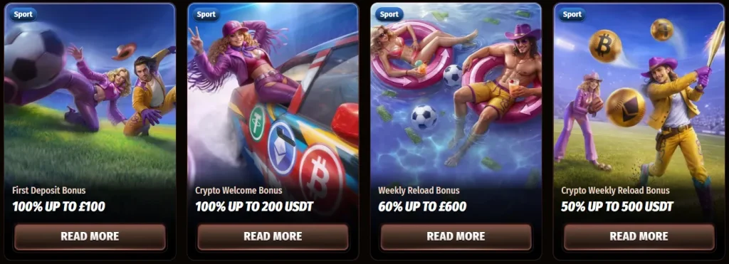 WestAce Casino sports bonuses with first deposit, crypto and weekly reload offers